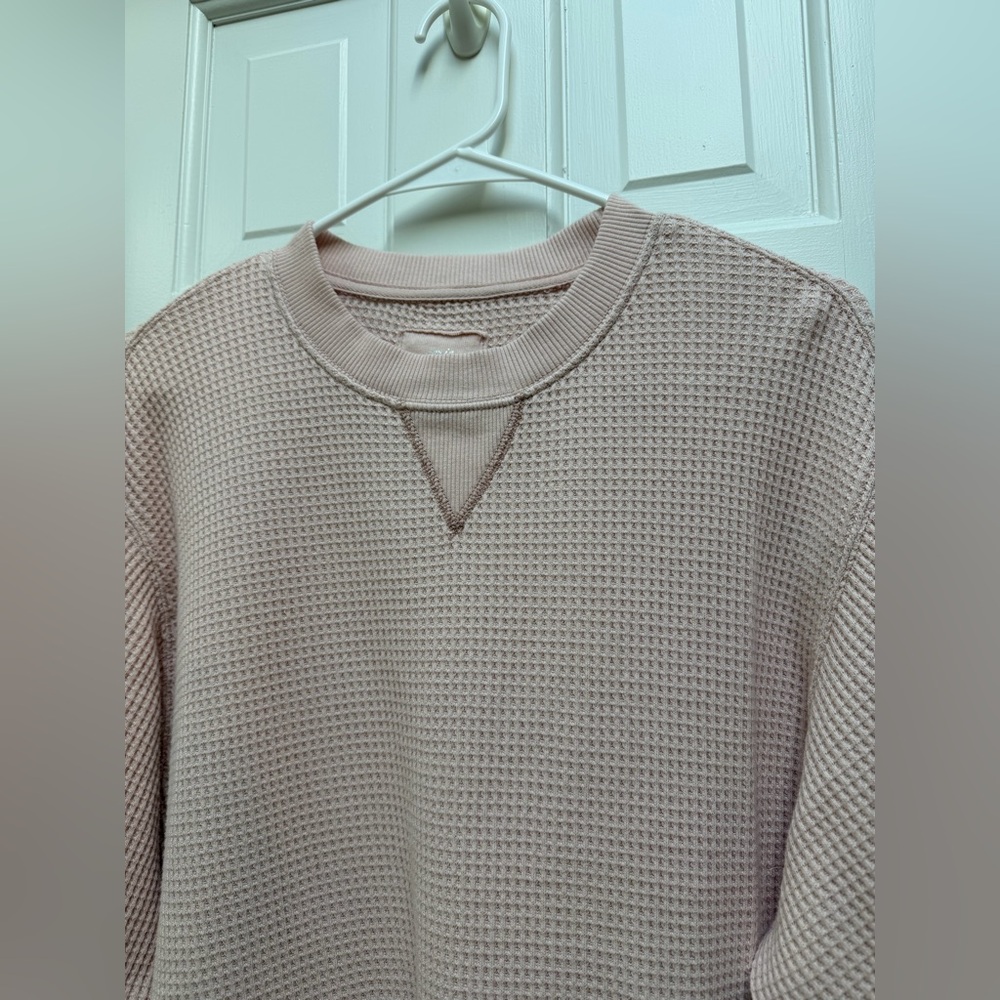 Aerie Light Pink Waffle Knit Crewneck Sweater - Picture 2 of 9